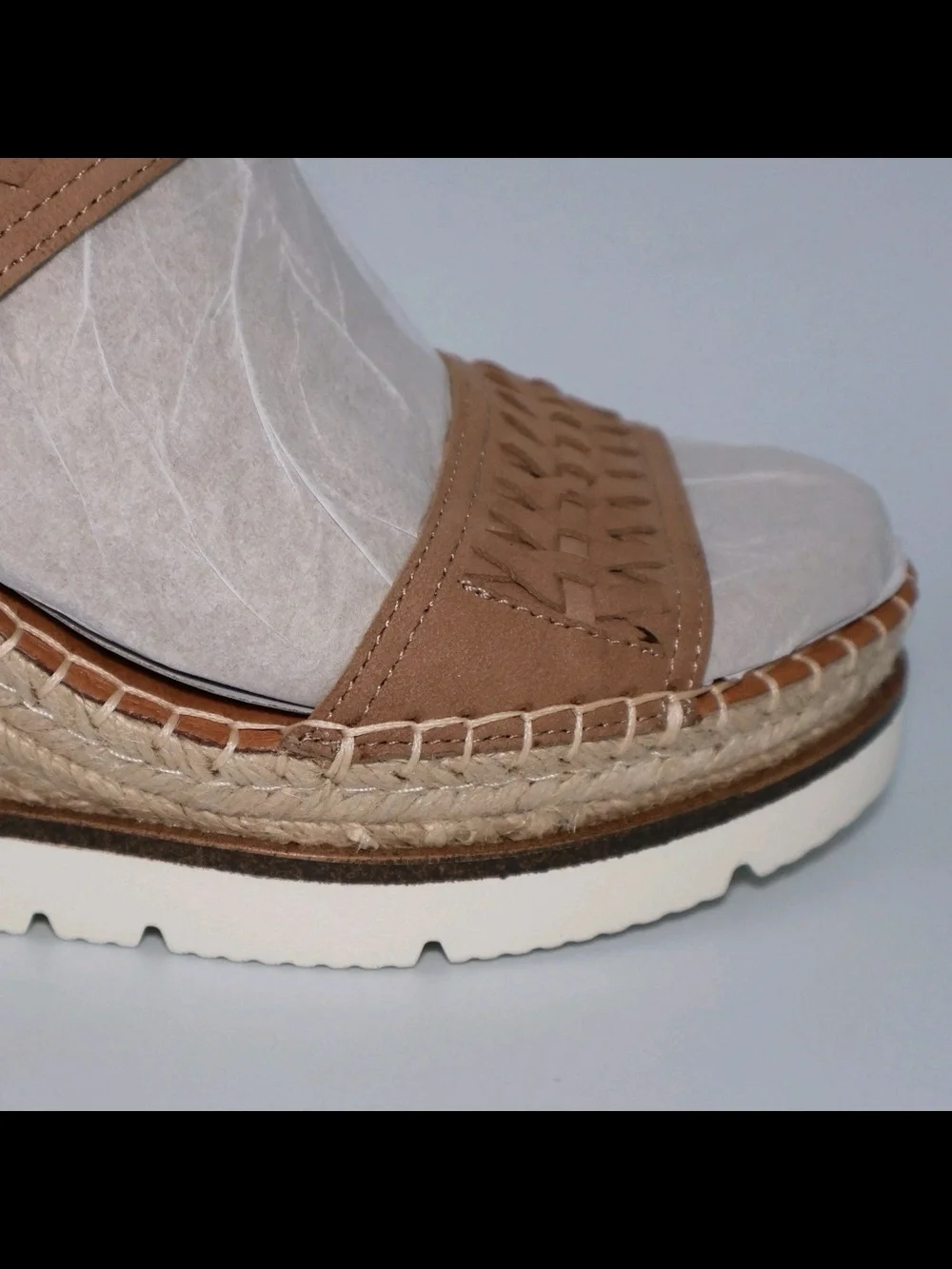 Gentle Souls Elyssa Two-Band Braided Wedge Sandals, Mushroom, Size 9 (GSS2066SU)